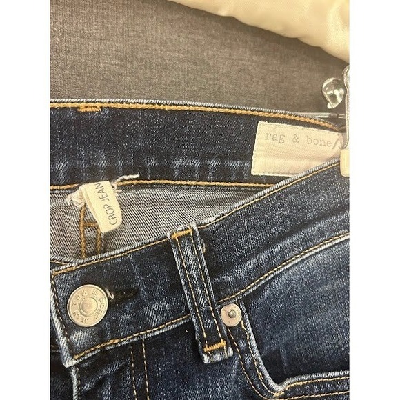 Rag & Bone JEAN Frayd Doheny Crop Jeans Dark Wash Raw Hem Size 26 - Picture 4 of 8